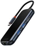 Baseus AcmeJoy Serisi 5 in 1 Çevirici Dönüştürücü HUB Type-C to 2xUSB 3.0 + USB 2.0 + USB-C PD + RJ45